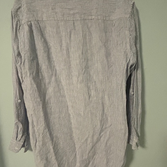 Quince 100% European Linen Shirt Dress in Blue Pinstripe - Picture 5 of 6